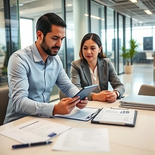 Auditor using AuditPal AI data analysis tools on a tablet, surrounded by visualizations and data charts.
