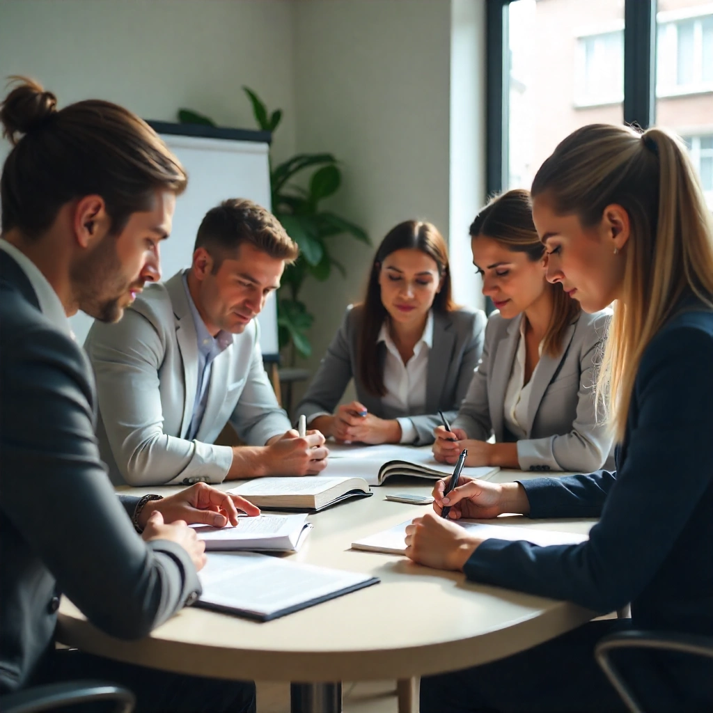 Internal auditors sitting at a conference table