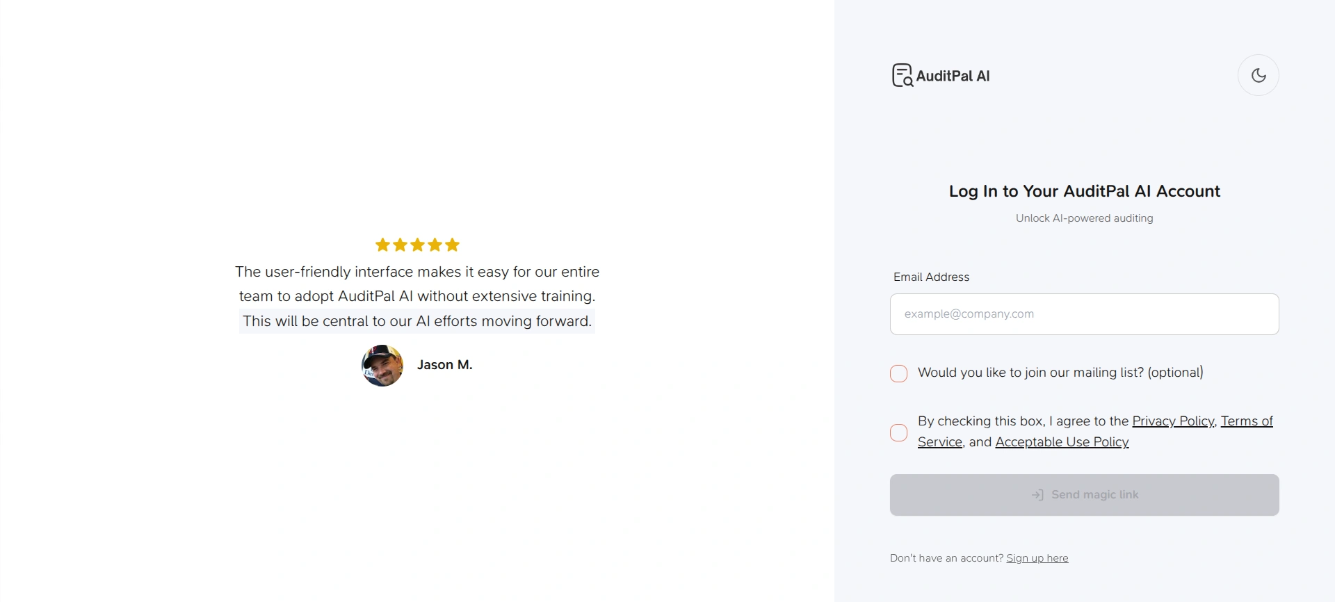 AuditPal AI Login Page